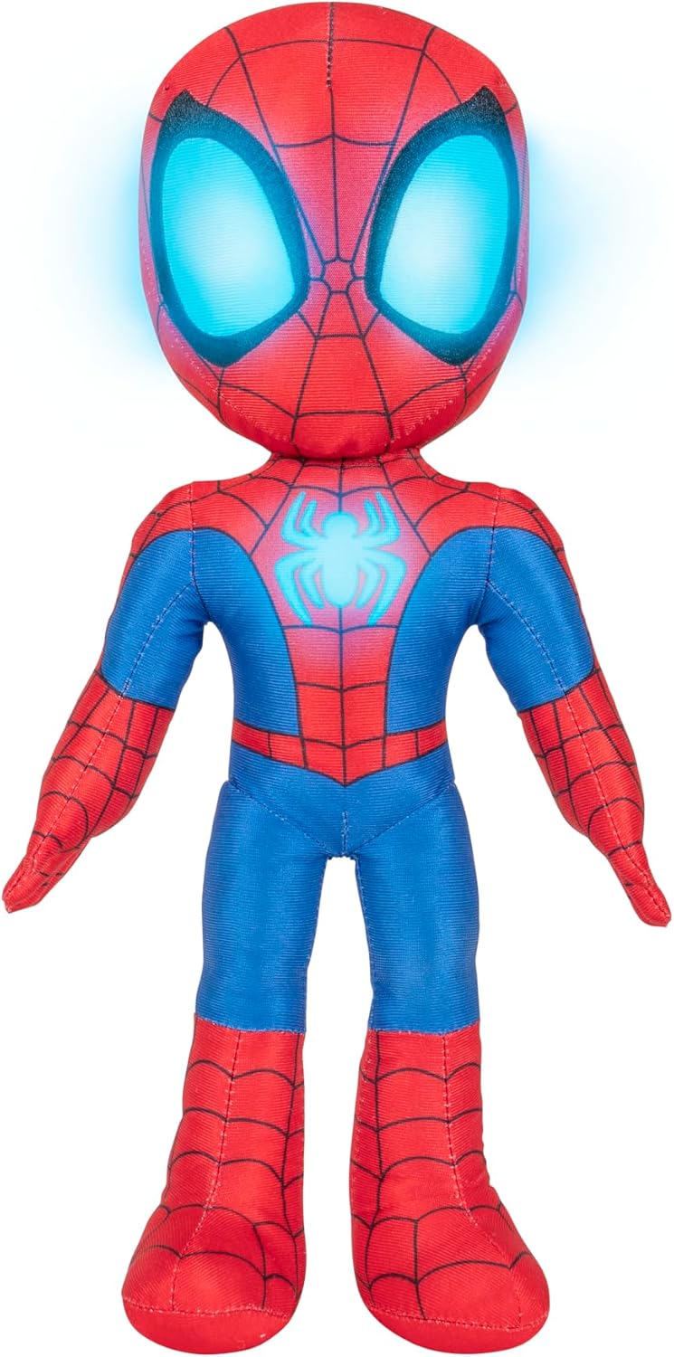 Marvel Spidey and His Amazing Friends Glow Webs Spidey Feature Plush - 14-Inch Interactive Plush with Light Up Eyes and Chest Plus Unique Phrases