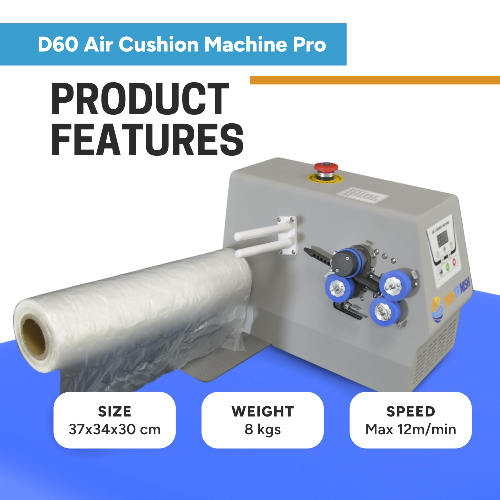 Printfinish Air Cushion Machine Pro - Efficient Packaging Method for Office Needs - With User Friendly Interface and Easy to Setup Cushion Machine - Perfect Office Machine for Bulk Packaging Needs