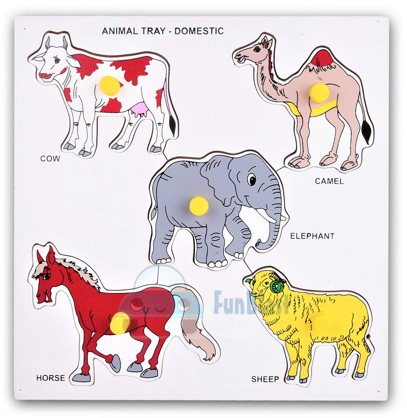FunBlast Wooden Learning Domestic Animal Puzzle Board for Kids Learning Toy for Kids – (Multicolor; Pack of 1) (B08XWGFJQ3) Amazon Price History, Amazon Price Tracker