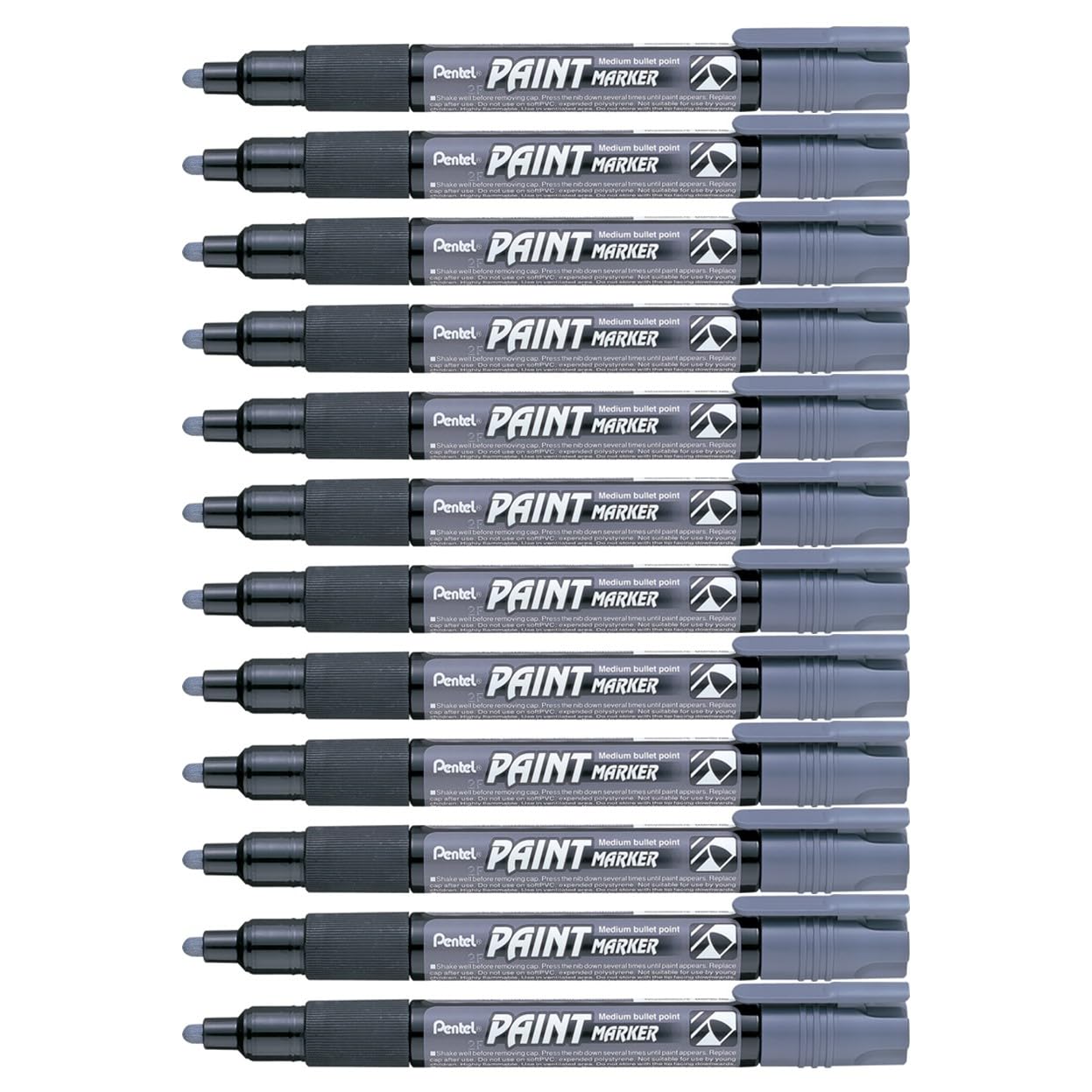 Pentel Paint Marker Medium Bullet Point Mmp20 - Grey / Pack of 12