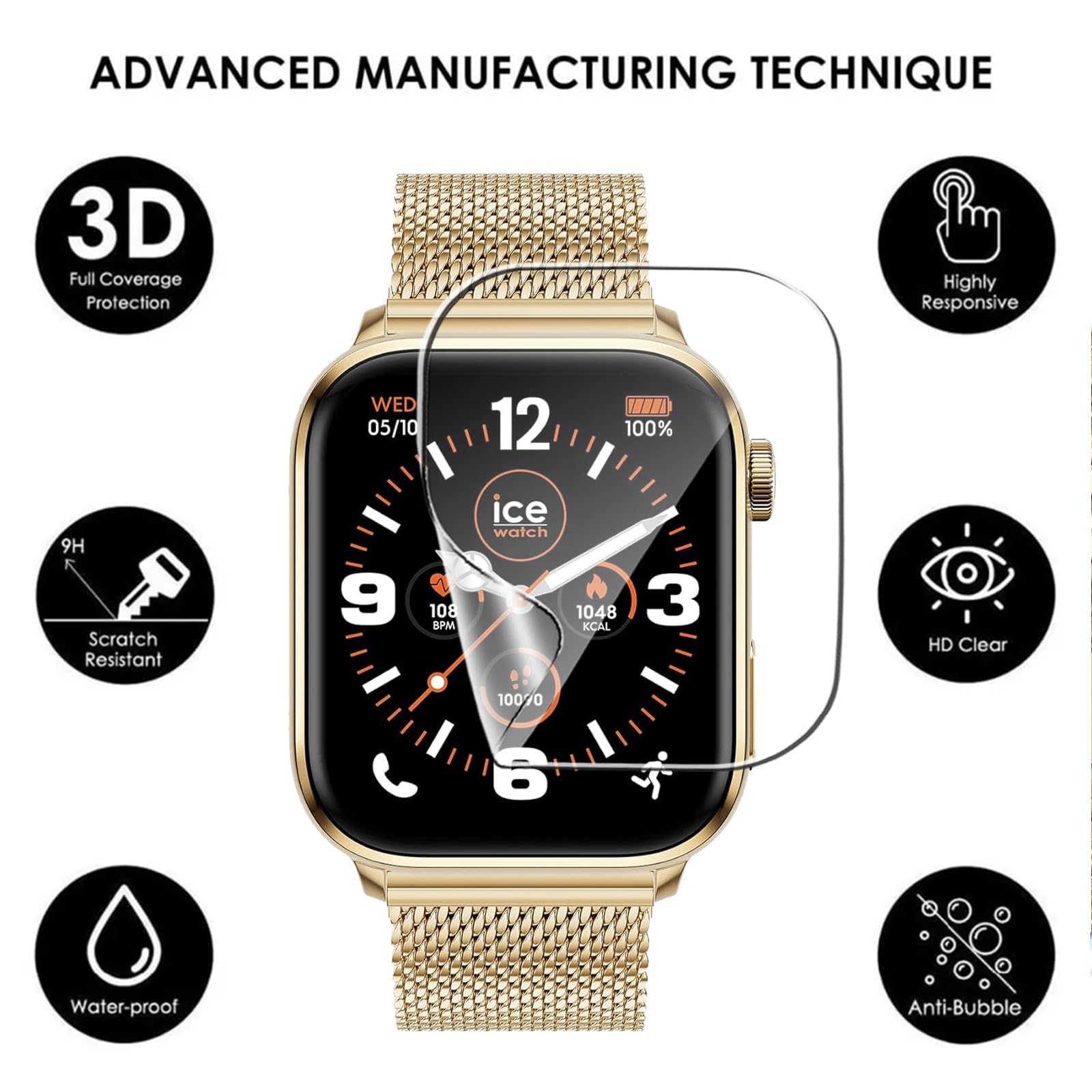 Lutree Für Ice-Watch Ice Smart 3.0 Schutzfolie, 3 Stück 3D Full