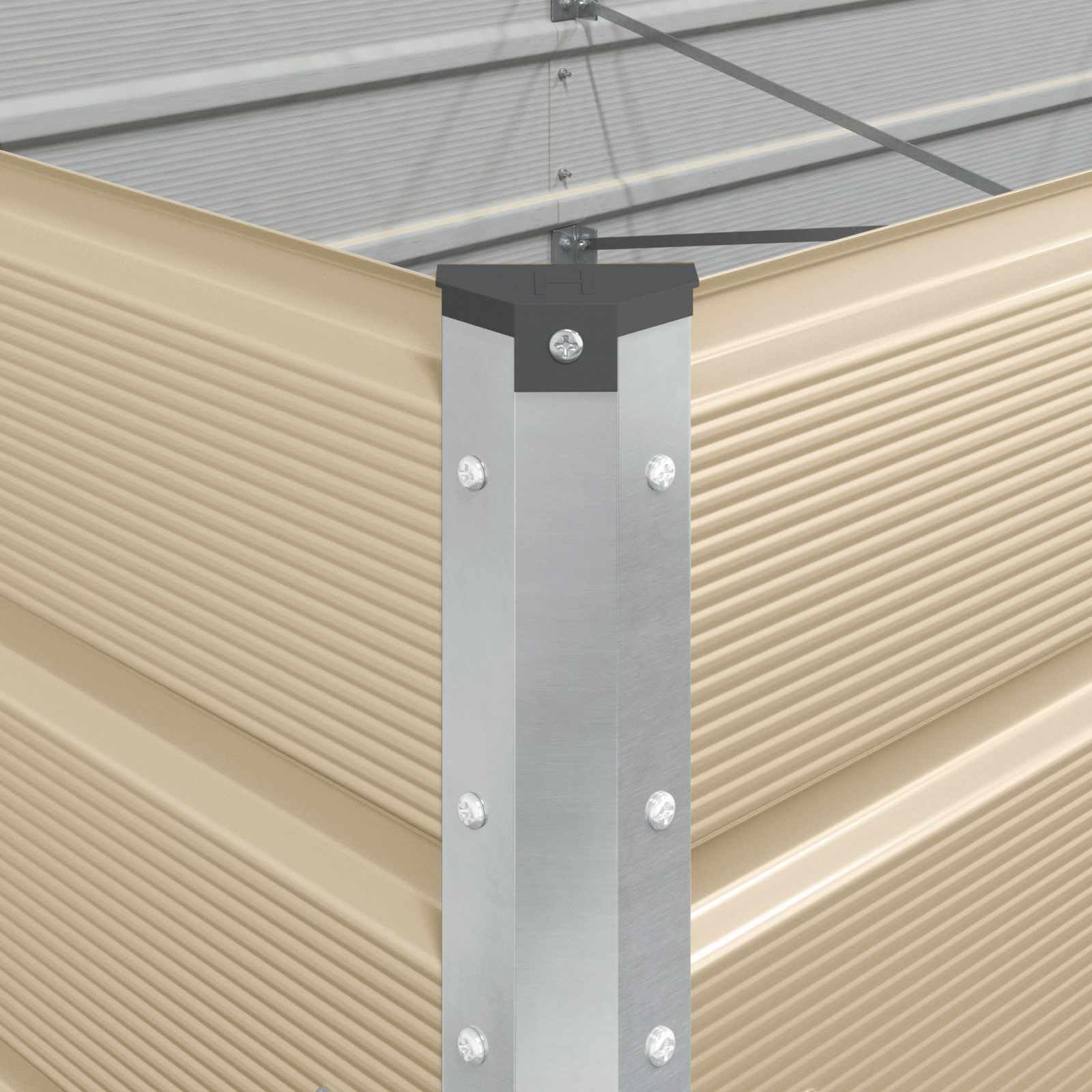 Macetero marfil 385 x 100 x 45 cm – Gran bancal elevado de acero galvanizado para jardín y terraza – Jardinera estable de metal en diseño industrial – Maceta robusta
