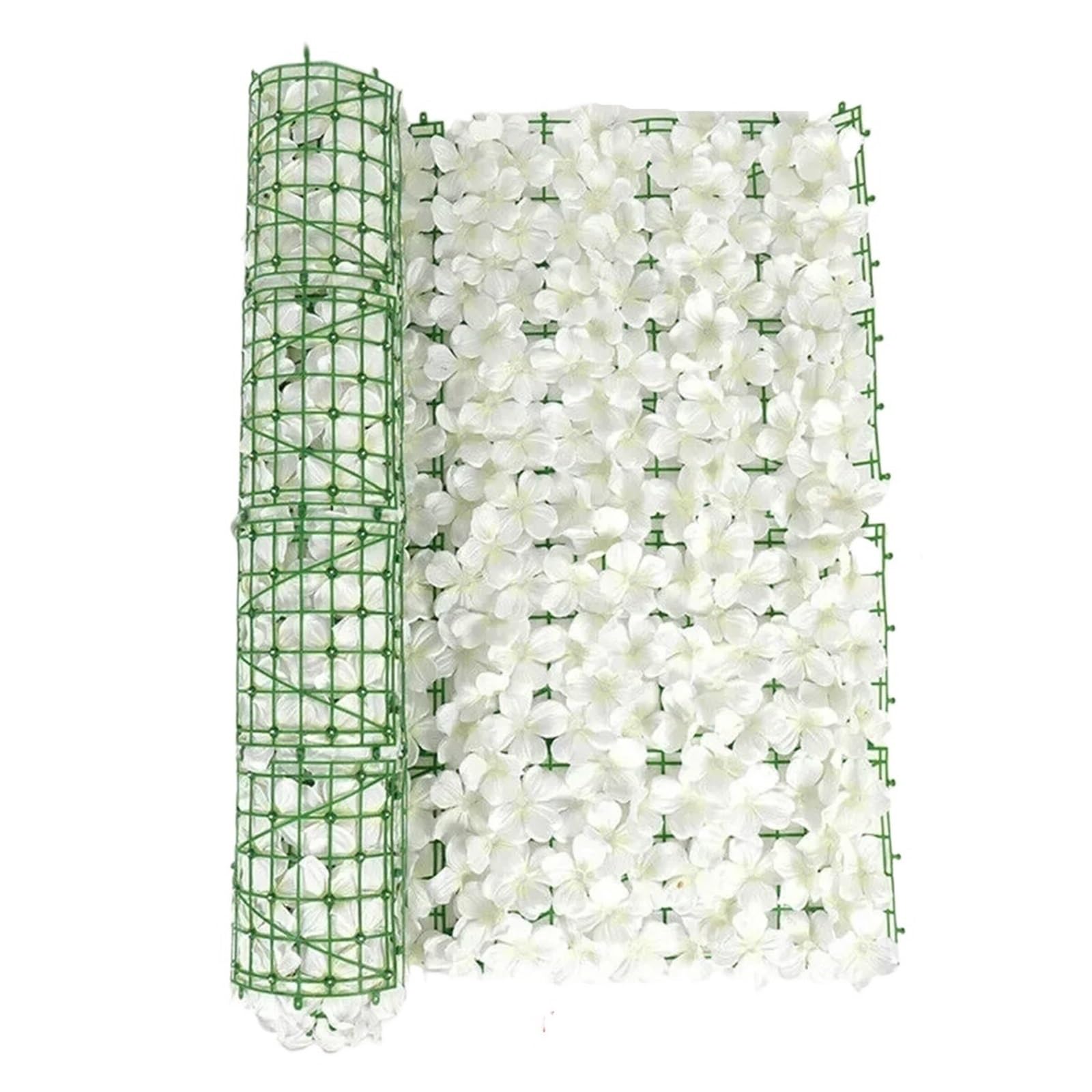 Lovssu White Garden Privacy Screen 1.0M Fake Fence Trellis Wall Decoration Artificial Flower Privacy Screen Outdoor Garden Balcony Hedge Home Decor(White)