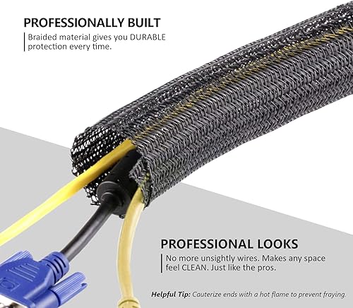 Miniatura 2 de MGI SpeedWare Telar de alambre trenzado de manga dividida para arnés automotriz de alta temperatura y gestión de cables para el hogar, 10 pies (12