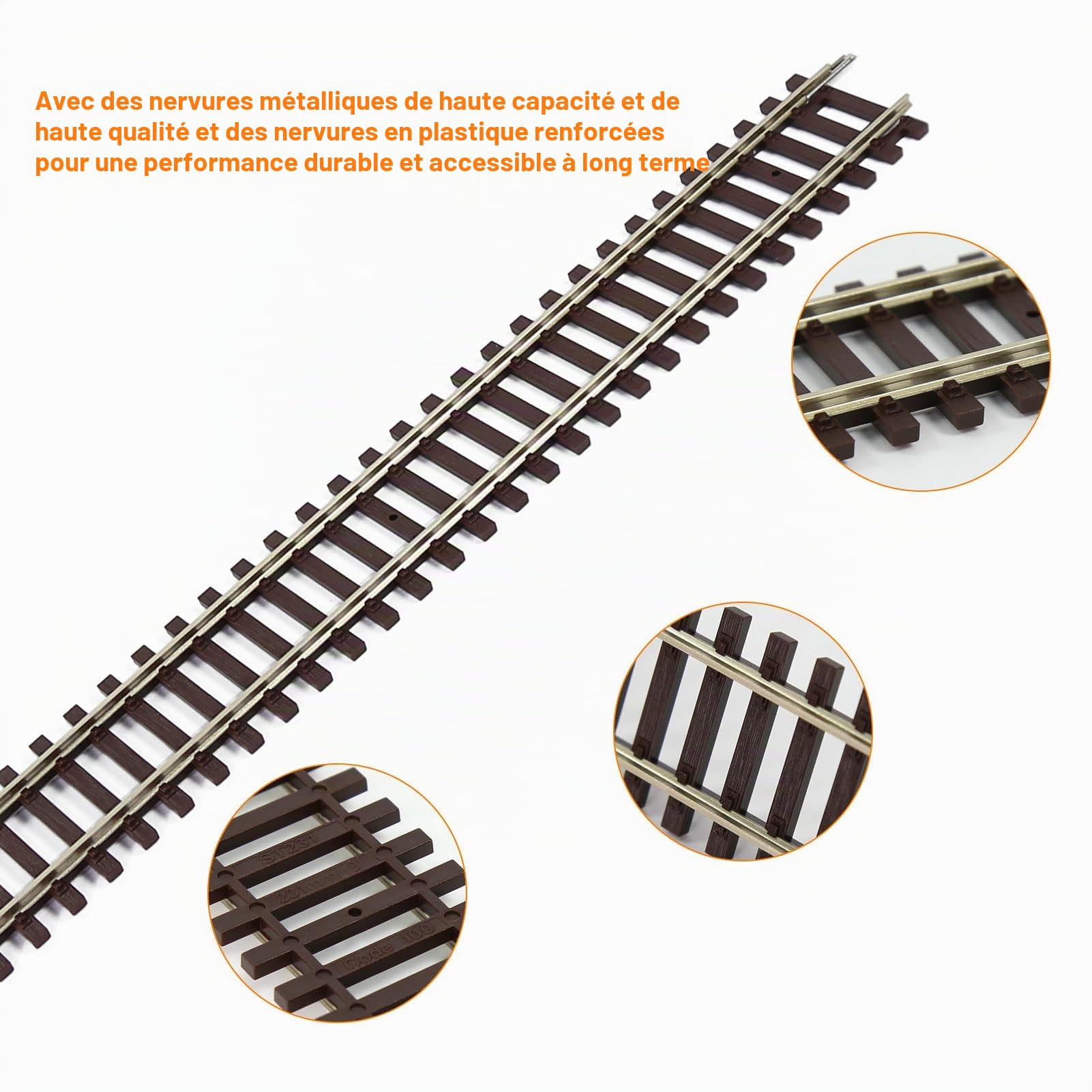 Evemodel Modèle Voie H0 1:87 Code 100 19" Rail Droit Cuivre Nickel avec Connecteur Décor Paysage (12/Pkg)