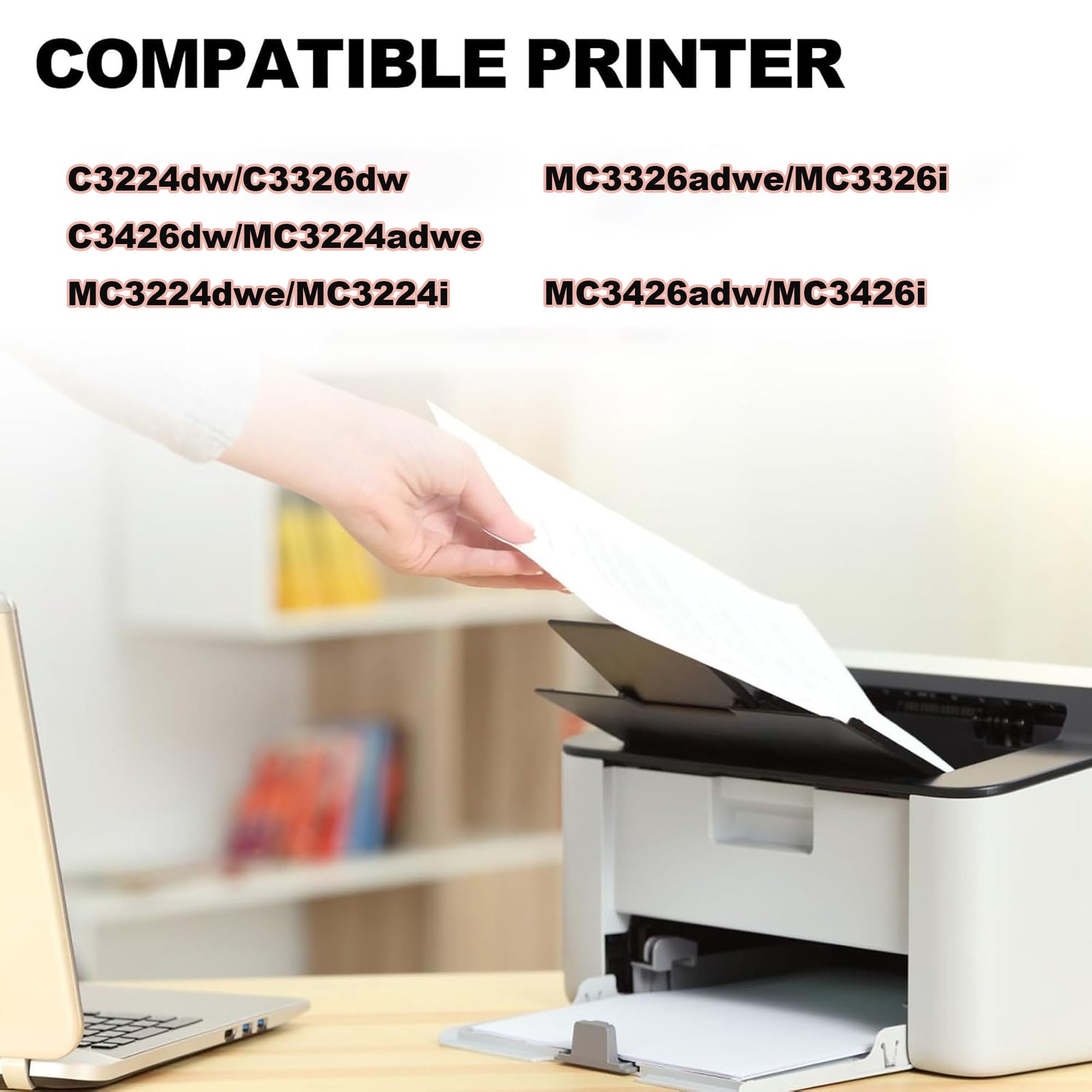 Tonerkartusche C3224 (ohne Chip) Hohe Reichweite C3210K0 C3210C0 C3210M0 C3210Y0 Ersatztoner für Lexmark C3224, C3326, C3426, MC3224, MC3326, MC3426 Drucker, Druckerzubehör,Black-1pack