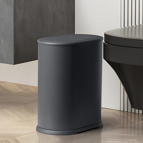 Anzoymx Botes de basura de acero inoxidable para baño con tapas de 1.8 galones, bote de basura pequeño con tapa desplegable, a prueba de perros,