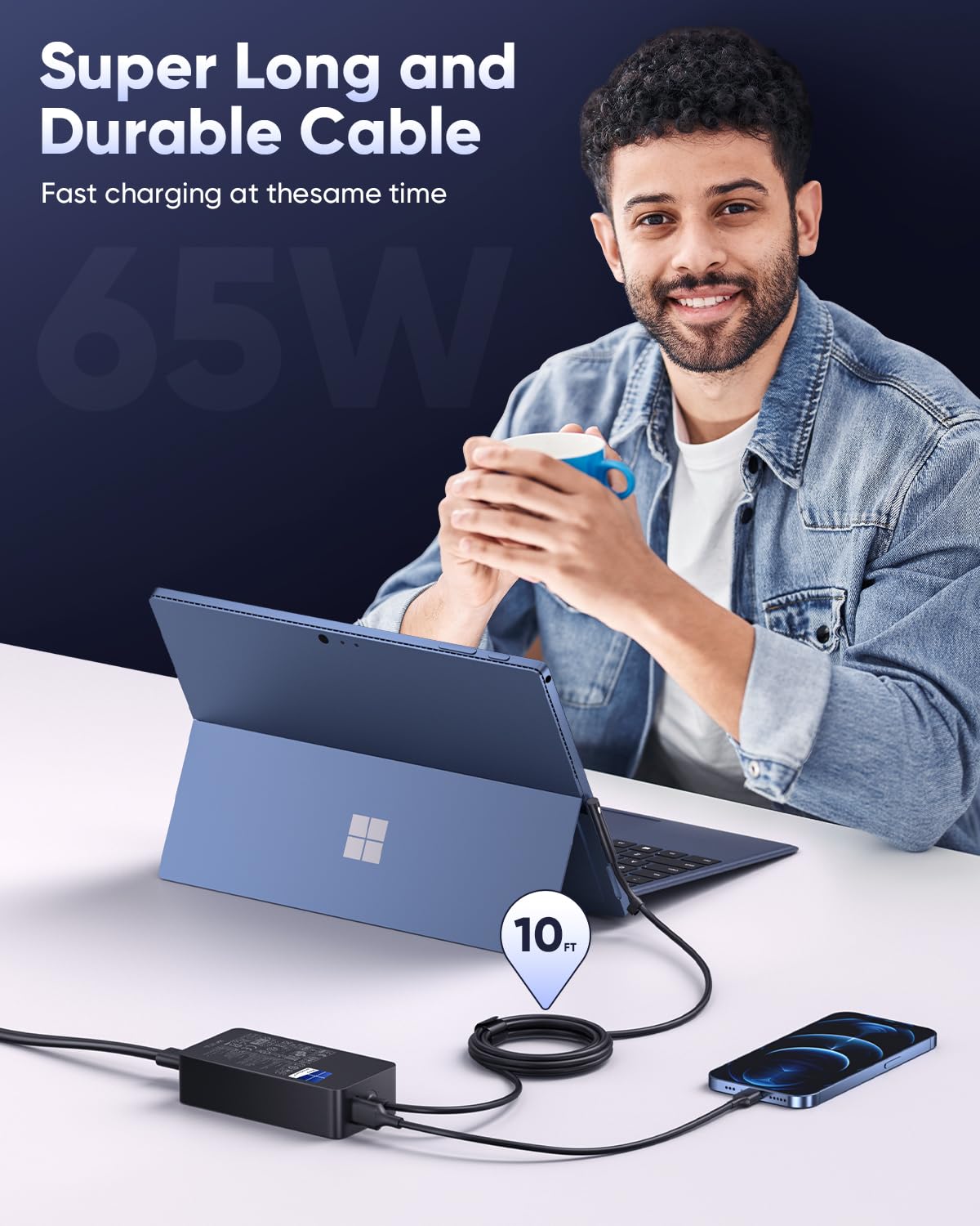 Microsoft Surface Pro Laptop-Ladegerät für Windows Surface Laptop 7, 6, 5, 4, 3, 2, 1, Studio i5, Surface Pro 11, 10, 9, 8, 7, 7 + 6, 5, 4, 3, X, Surface Go Tablet, Surface Book 3, 2, 1, unterstützt