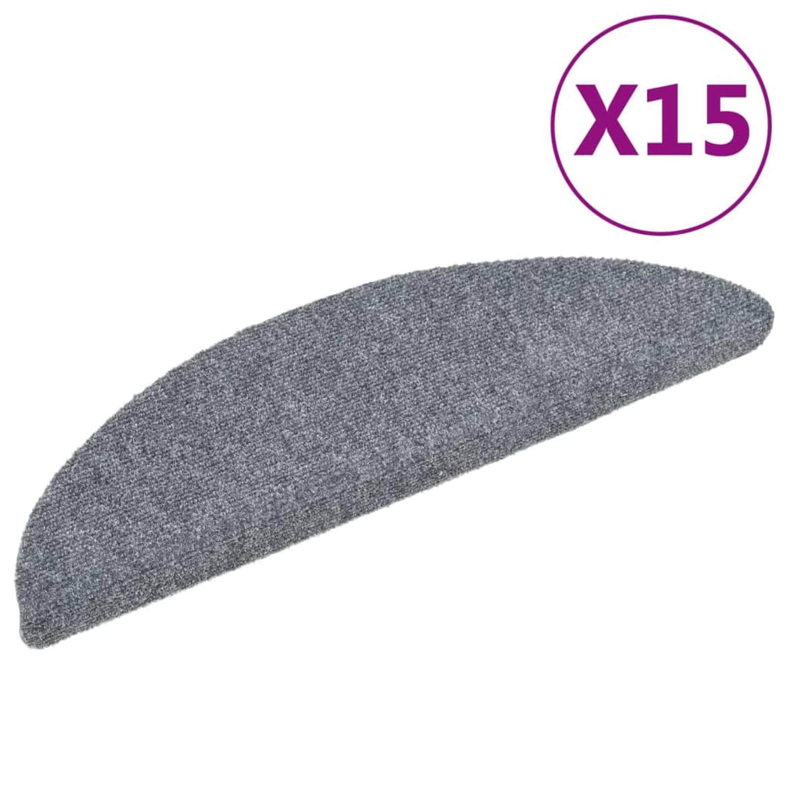 Tidyard Tapis d'escalier Auto-adhésif 15 pcs 56x17x3 cm Gris Clair, Tapis Escalier Tapis de Sécurité pour Sol Protection, Aînés et Animaux