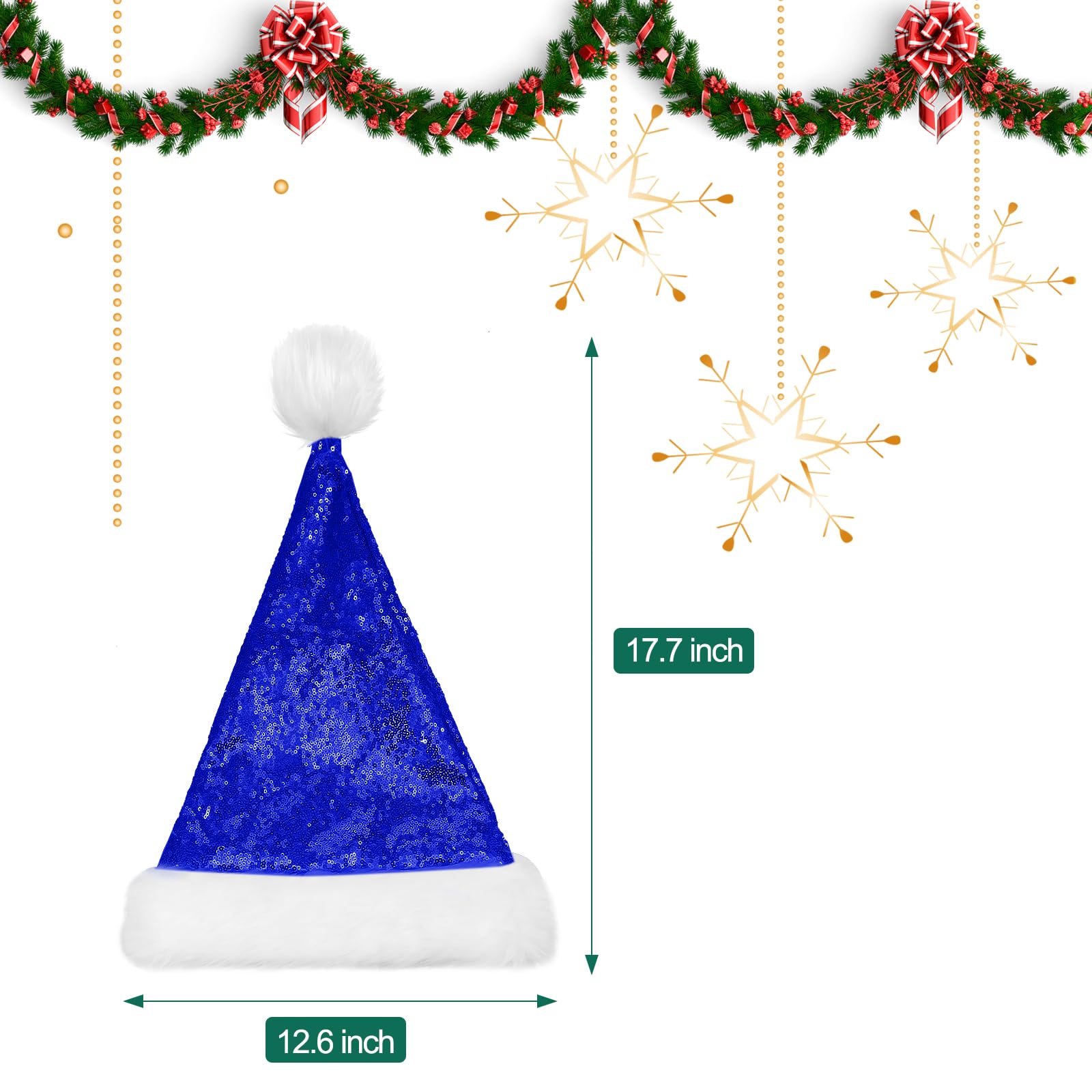 SATINIOR 6 Pièces Chapeau de Père Noël Chapeau de Noël Bonnet de Père Noël pour Adultes Unisexe avec Doublure Bord en Peluche pour Noël Nouvel An