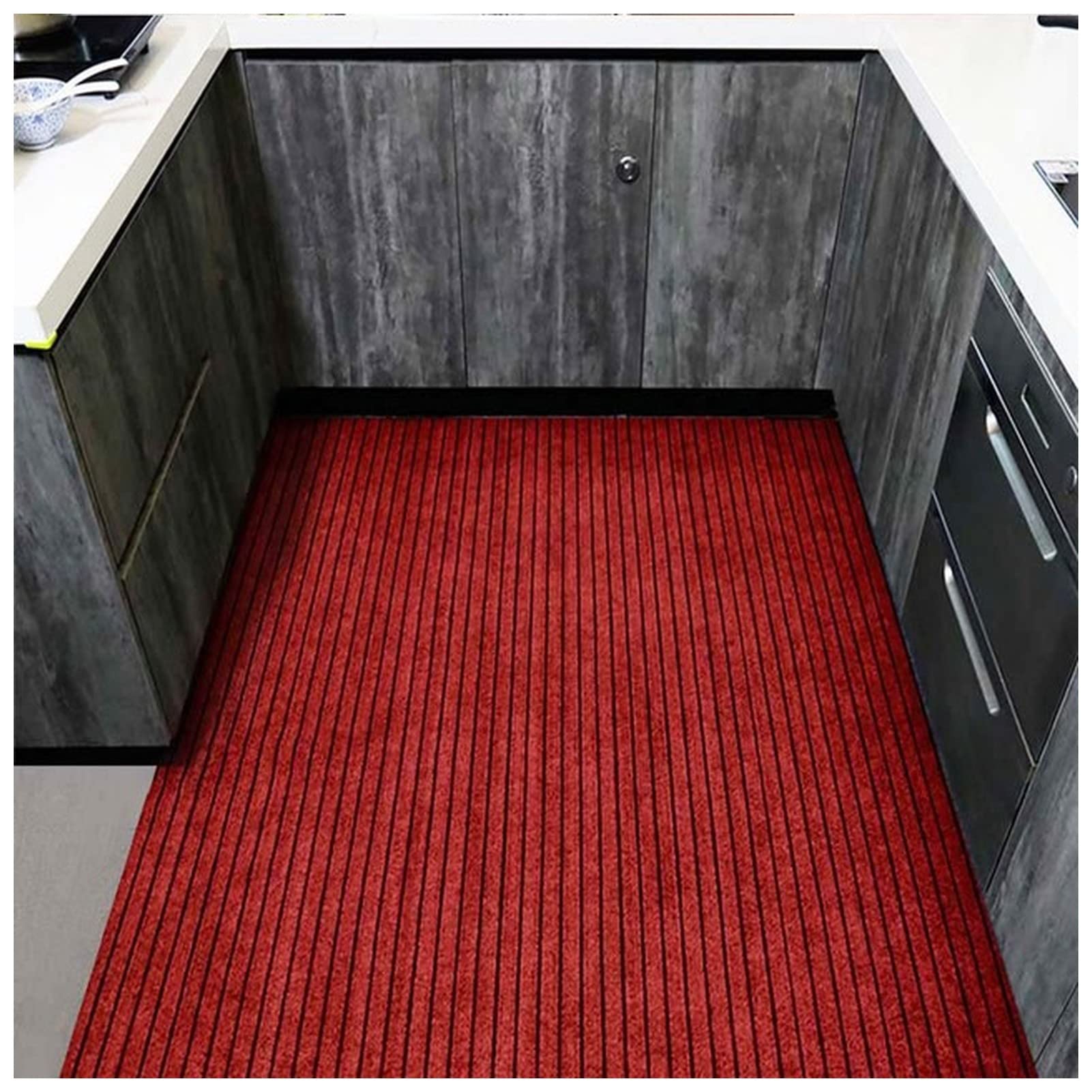 Grand paillasson mince pour porte d'entrée antidérapant gris rouge