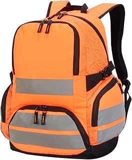 Hi Vis SH7702 Shugon London Pro Hi-Vis Backpack Bag Adjustable Padded Shoulder Straps and Webbed Carrying Handle (Hi Vis Orange)