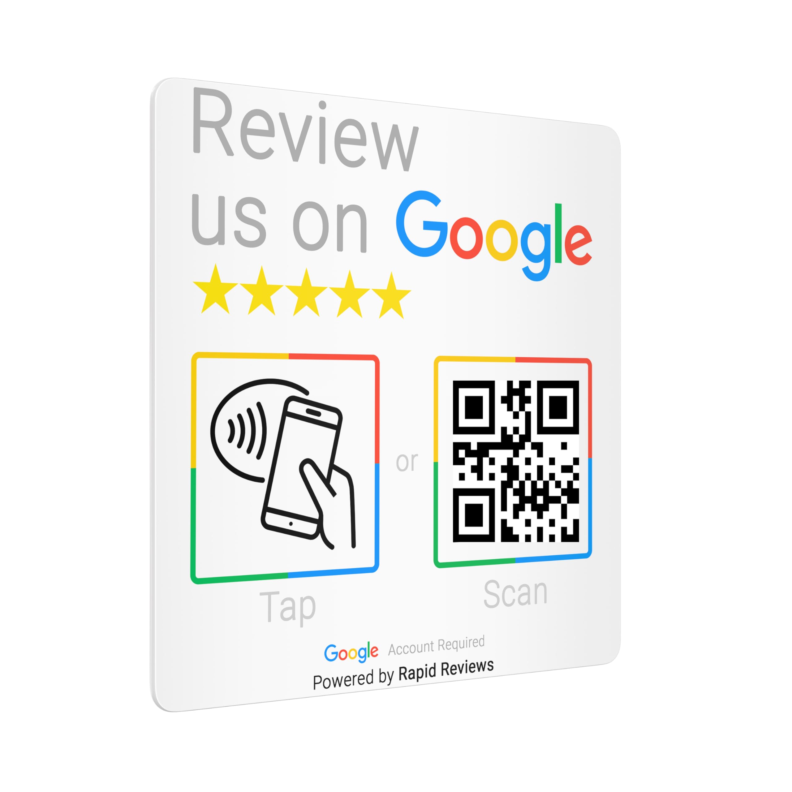 Rapid Reviews White Tap To Review Nfc & Qr Code Sticker For Google Reviews & Business Profiles – Pvc Adhesive Plaque For Businesses – Contactless Review Collection Sign – Compatible With All Smartphones