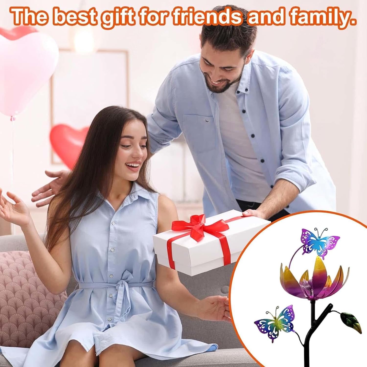 Butterfly Garden Wind Spinners, 46 inch/117cm Large Wind Spinner 3D Wind Sculptures, Windspinners for Yard, Garden, Lawn Decor,A+B（4Packs）