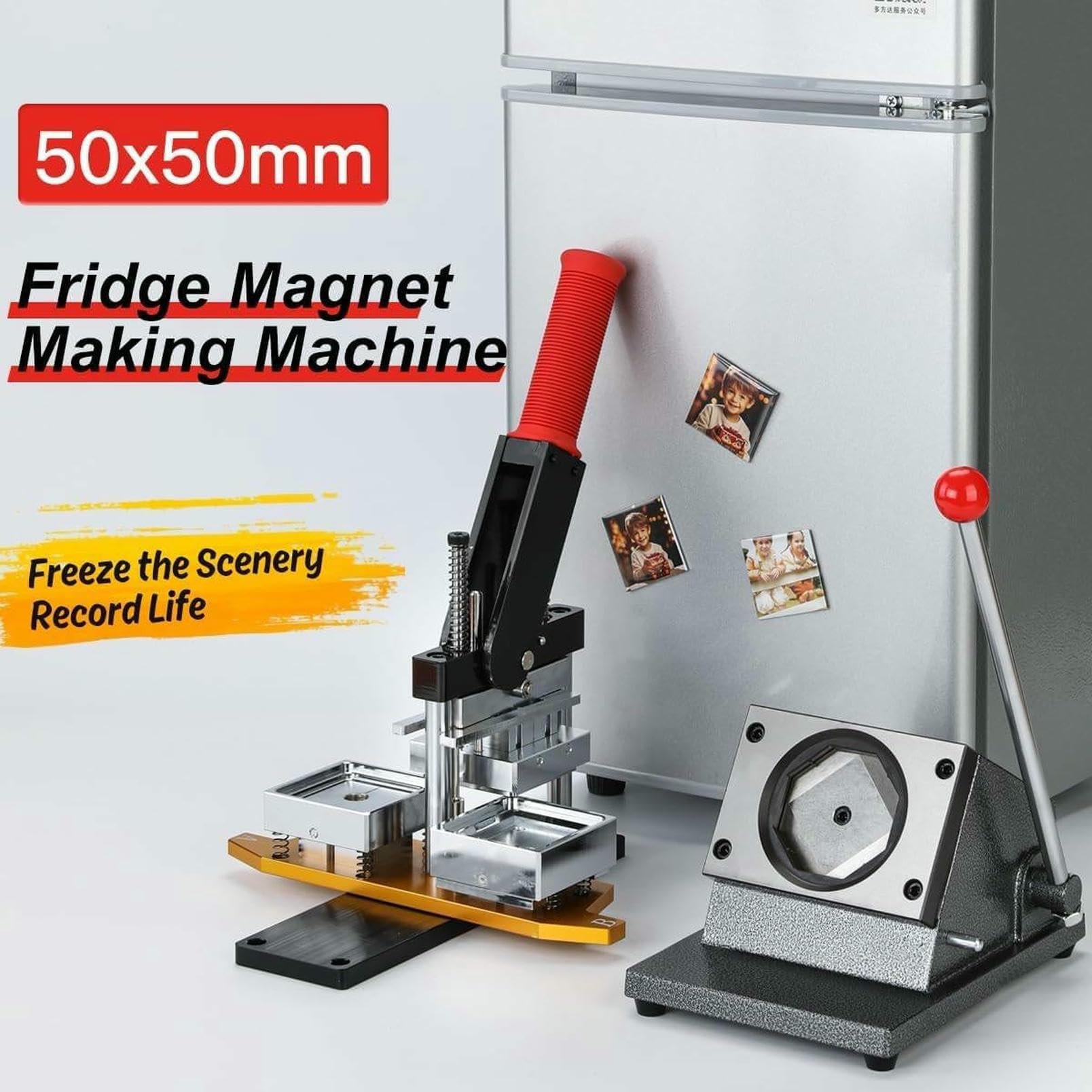 Macchina do tworzenia magnetycznych kwadratów 2x2 cale, zdjęcie, zestaw do produkcji lodówki 50x50 mm z etykietami listowymi
