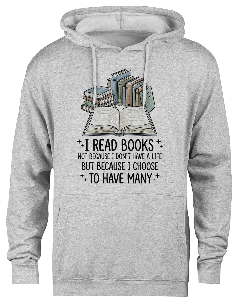 Miłośnik Książek Mol Książkowy Szara Bluza Z Kapturem Unisex Bez Płci Unisex Grey Hoodie Genderless Pullover