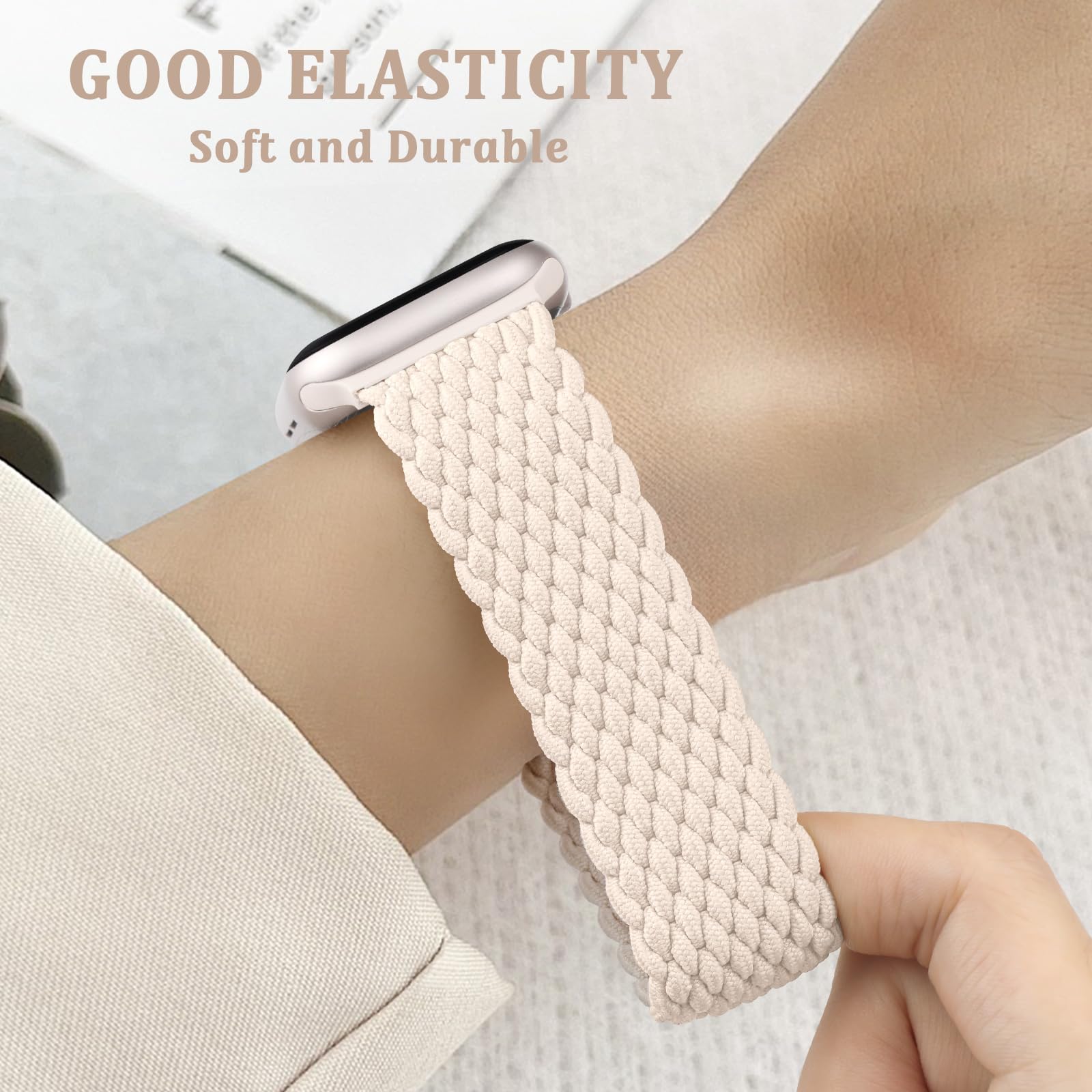 AMSKY Geflochtenes Elastisch Kompatibel mit Apple Watch Armband 40mm 44mm 42mm 46mm 41mm 45mm 38mm Damen Herren, Sport Textil Stoff mit Magnetschnalle für iWatch Series 11 10 9 8 7 6 5 4, SE 3 2 1