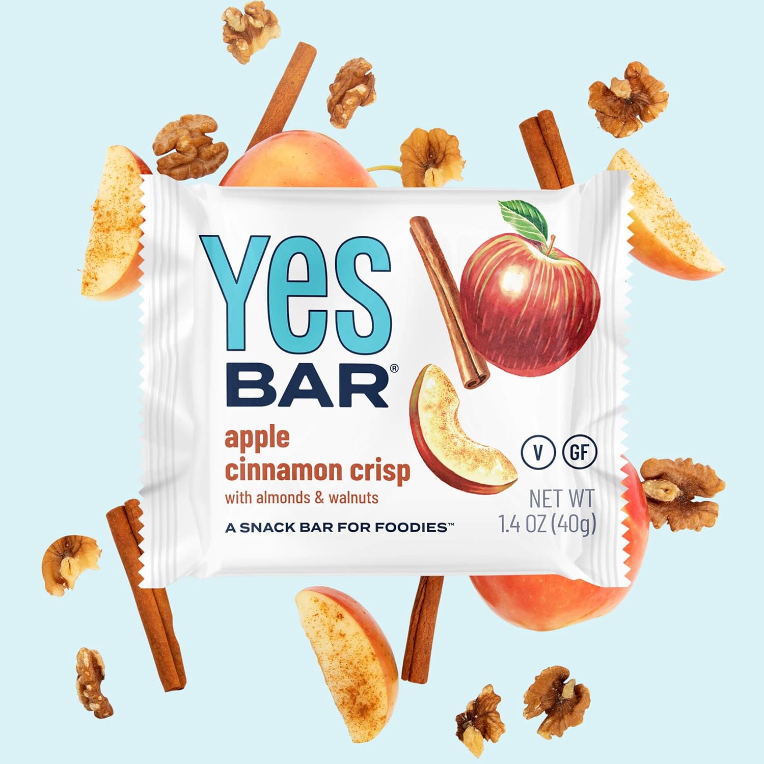 YES Nut Bars - Apple Cinnamon - Soft Chewy Healthy Snack Bars Made with Organic Maple Syrup – Vegan, Paleo, Gluten Free, No Refined Sugar, Dairy Free, Plant Based Protein, Low Sugar - 24 Count