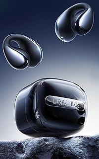 Linklike Next-Gen Open Ear Earbuds [Hi-Res LDAC Audio] 40+H Playtime, Teardrop Dual-Offset Design for Zero-Pressure Comfort, Instant Link 6.0, IPX5 Rainproof & Anti-Mistouch Clip-on Headphones Black