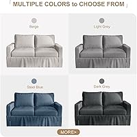 Vista 6 de Sofá biplaza de lino fino, moderno sofá biplaza para apartamento, sala de estar, dormitorio, muebles de espacios pequeños, sofás, sofás, patas