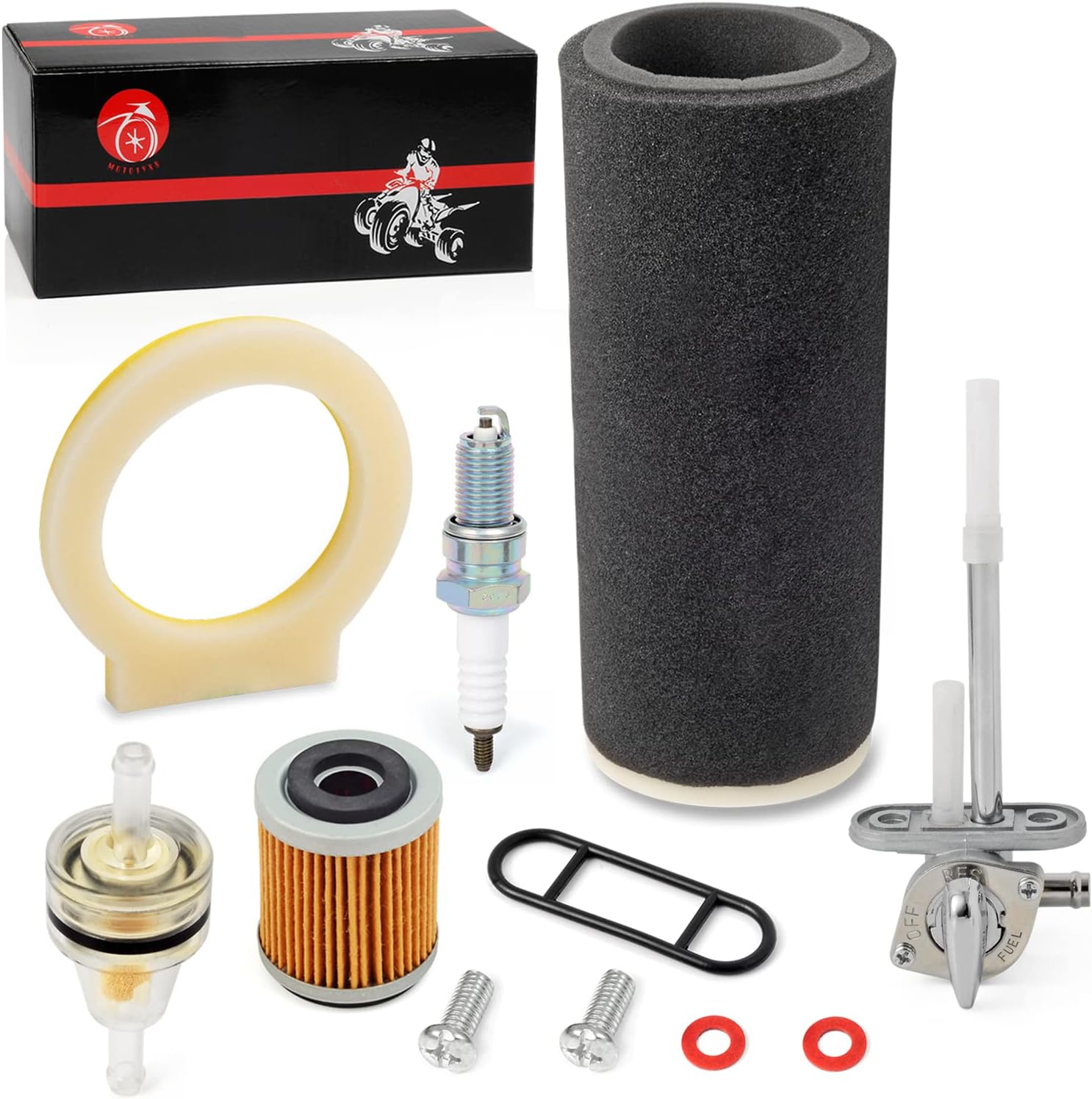 Air Filter Foam & Fuel Valve Petcock kit Oil Filter For Yamaha Warrior 350 Raptor 350 Wolverine 350 1987-2013 1UY-14451-00