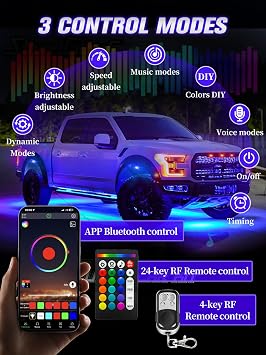 12Pods 5 Sides Full Angle RGB LED Rock Lights Kits High Brightness 27 Beads RGB 5050 IP68 Waterproof Underglow Multicolor Exterior Wheel Rock Lights for 12V Trucks Jeep Offroad Pickup UTV ATV RZR SUV