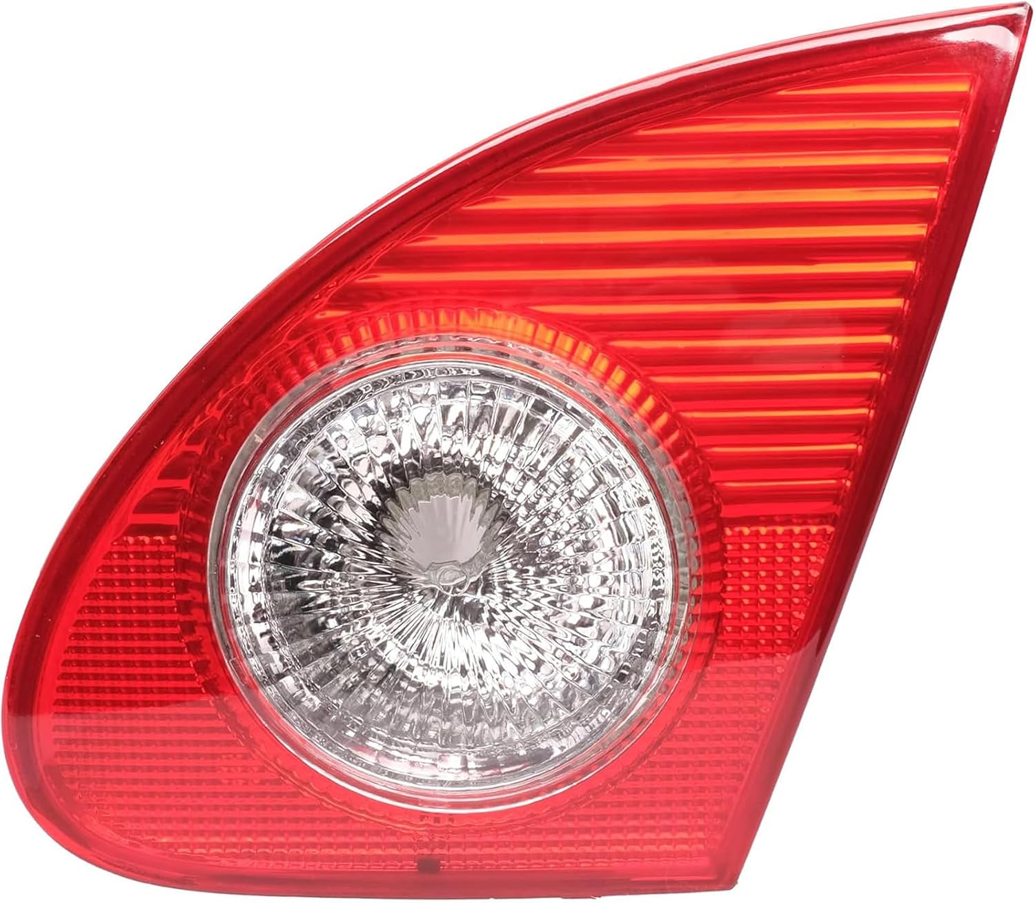 Inner and Outer Tail Lights Assembly Pair for 2003 2004 2005 2006 2007 2008 Toyota Corolla OE Factory Style Red Taillights Rear Brake Lamps Driver and Passenger Side,Chrome Housing Clear Lens