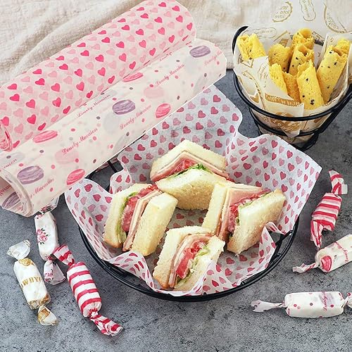 Miniatura 3 de 100 hojas de papel de cera para envolver alimentos, papel de envoltura para hornear, papel a prueba de grasa, forro impermeable para envolver