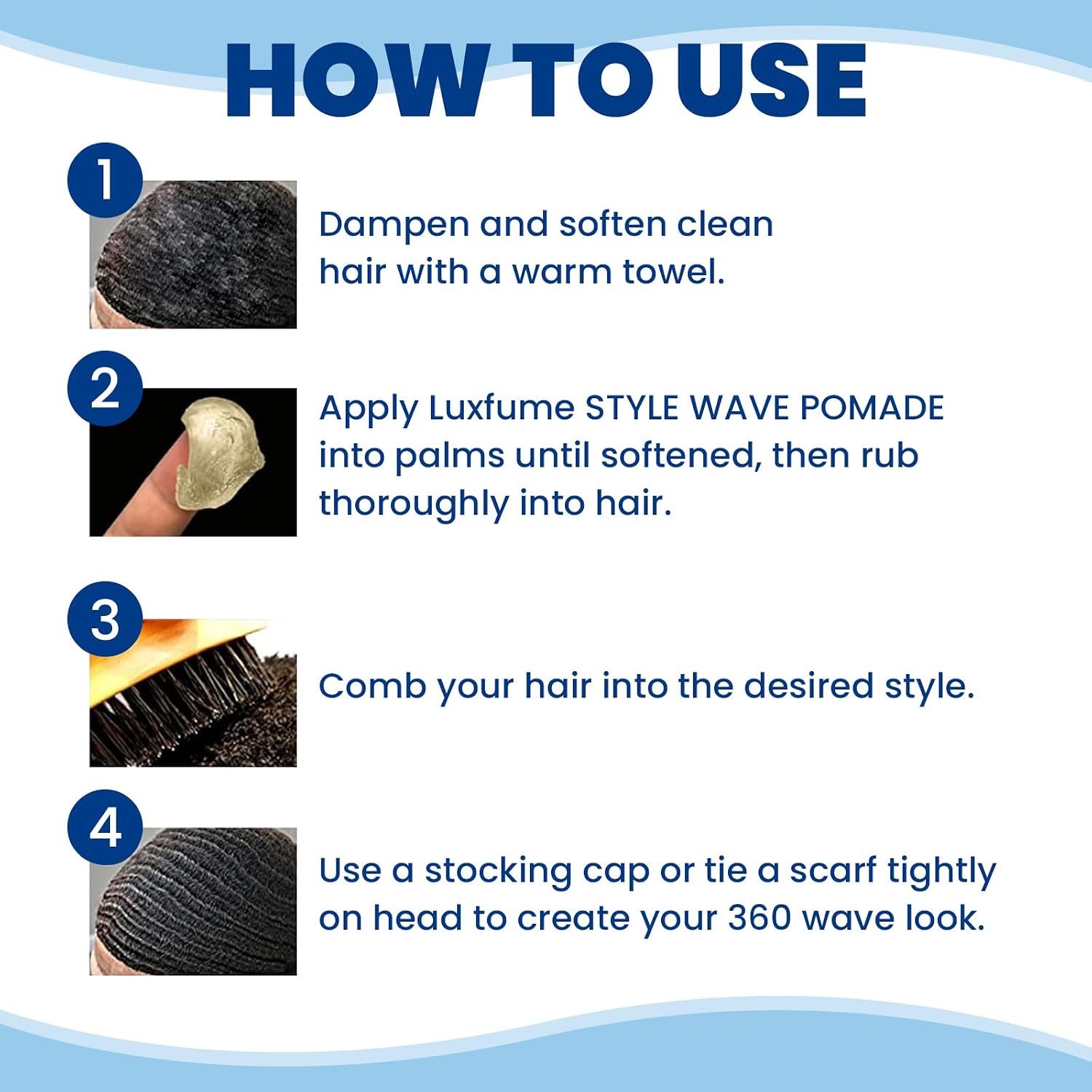 Pomade for Men, 360 Wave Training and Wolfing Grease, Natural Wave Butter Cream with Shea Butter and Jojoba Seed Oil for Layered Waves, Moisture, Control and Silky Shine