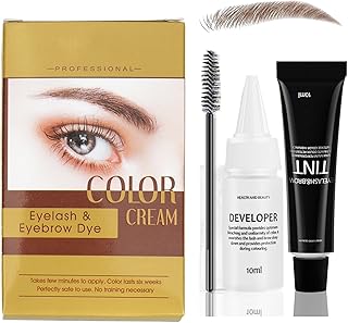 Eyelash Tint Kit - Eye Brow Tint Kits - 2-In-1 Tint Kit - Eyelash & Eyebrow Kit - Fast Safe Long Lasting Waterproof for 6 Weeks DIY Hair Dying Kit (Brown)
