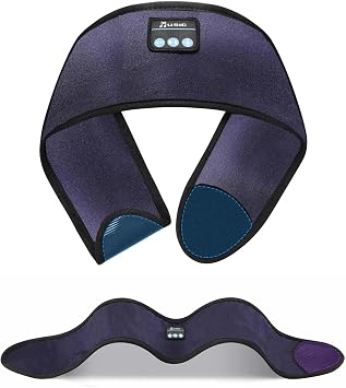 Adjustable Headband Headphones with Ultra-Thin Speakers, Wireless Headband Headphones for Side Sleepers, Yoga, Running, Workout, Travel-Purple