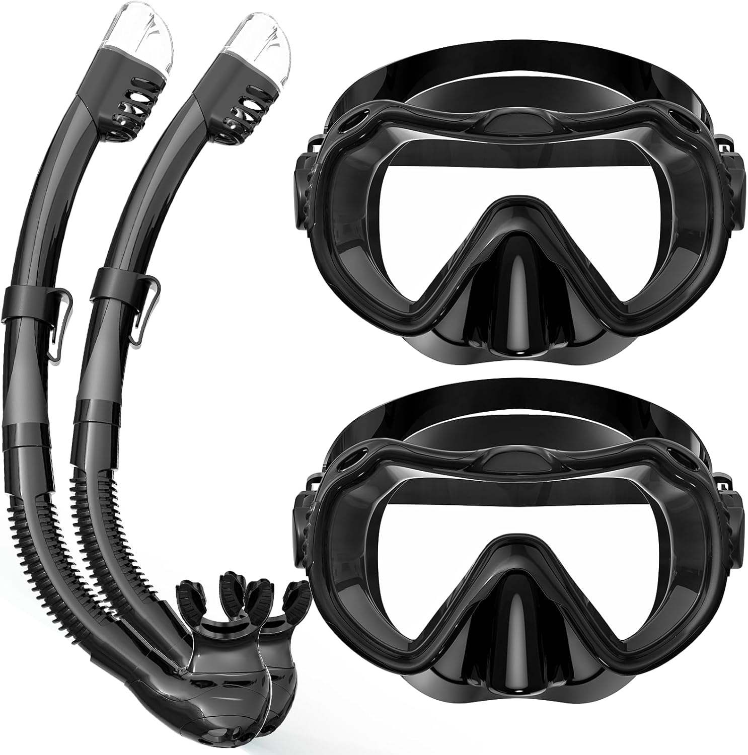 Snorkeling Gear for Adults, Snorkel Mask Set 180° Panoramic View Snorkel Gear, 100% Food-Grade Silicone Anti-Fog Anti-Leak Dry Top Diving Mask for Snorkeling Swimming Scuba Diving