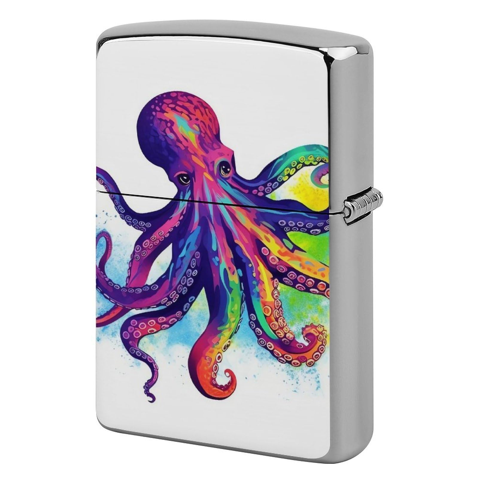 Colorful Octopus Lighter Case Vintage Metal Lighter Cover Reusable Lighter Protective Sleeve Unique Design Personalized Lighter Sleeve Holder Against Dust and Scratches