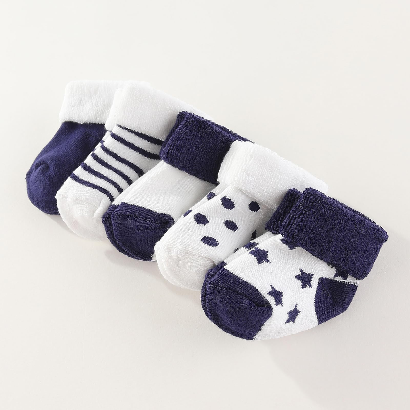 Ruliby Juego de gorros, manoplas y calcetines de algodón para recién nacido, gorro suave para bebés y niñas de 0 a 6 meses