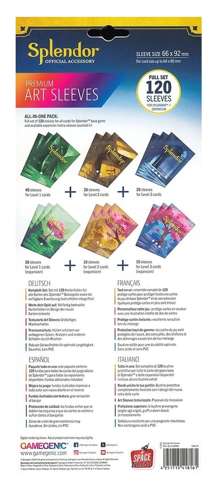 Lot Splendor Extension Le Soleil Ne Se Couche Jamais + Pack Protège Cartes + 1 Decap Blumie (Soleil + Sleeves)