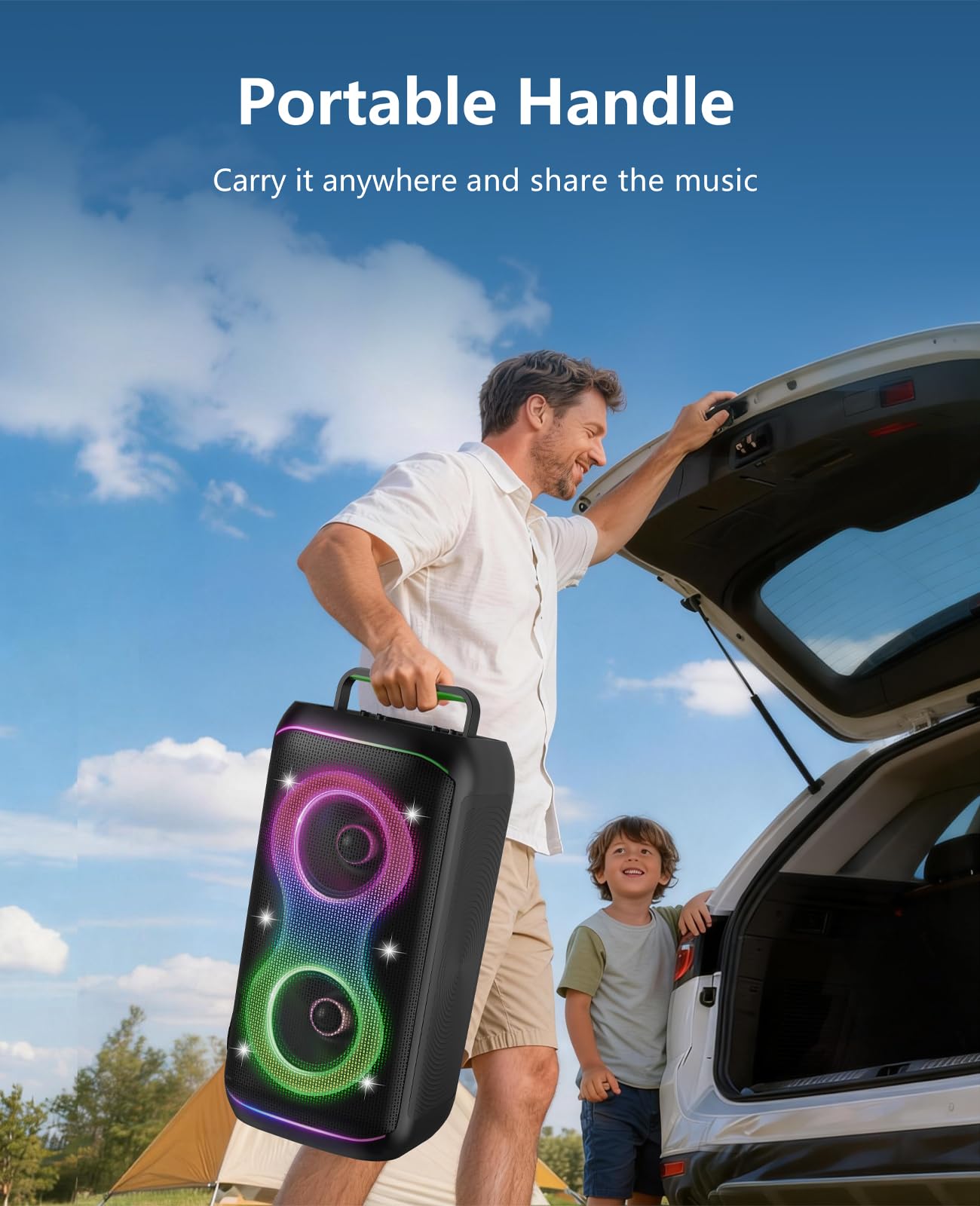 GKD61 Cassa Karaoke con 2 Microfoni UHF Wireless, Cassa Bluetooth Portatile da 400W di Potenza di Picco, Subwoofer da 6,5", Sistema Karaoke Professionale, Supporto USB/TF/AUX, Ideale per Grandi Feste