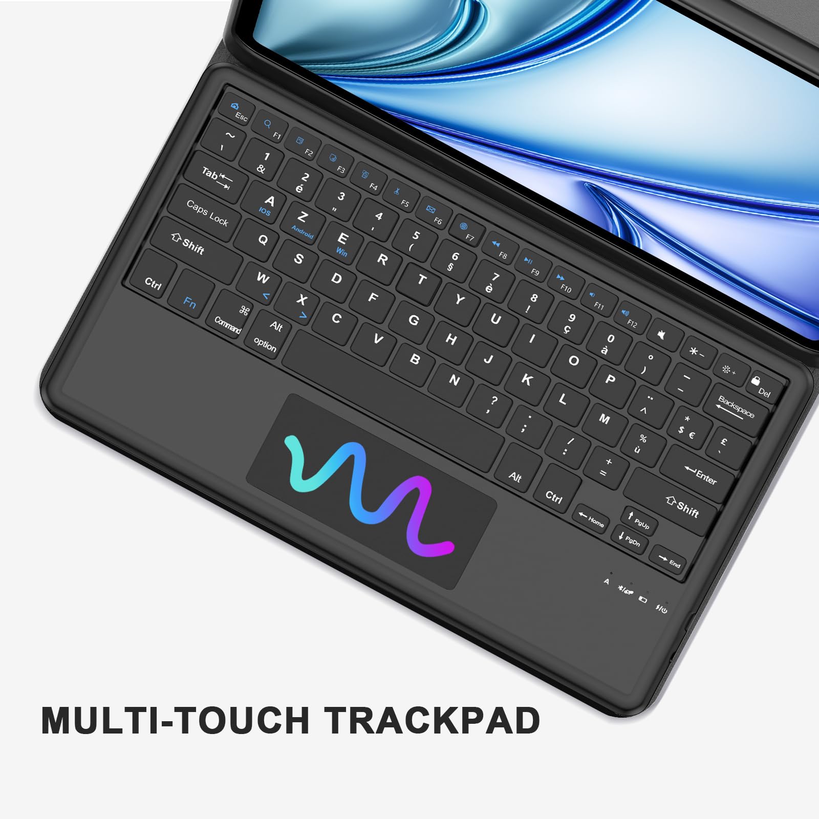 JADEMALL Clavier avec Touchpad pour iPad Air 13" M4/M3/M2 2026/2025/2024, AZERTY Français Clavier Détachable avec Trackpad pour iPad Air 13 Pouces M4/M3/M2 2026/2025/2024, Noir