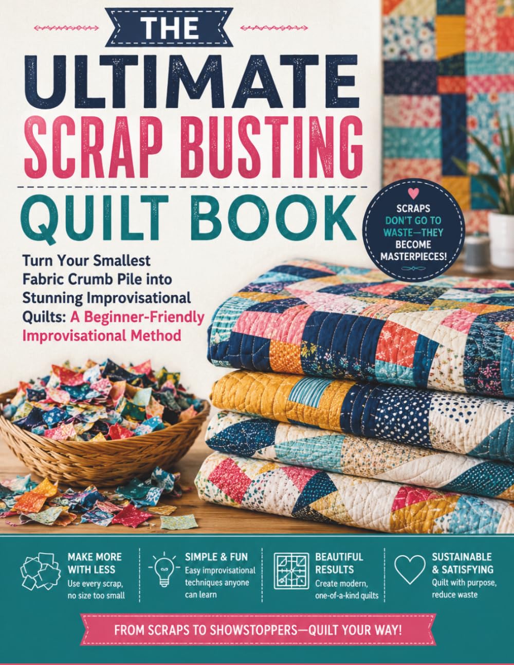 THE ULTIMATE SCRAP BUSTING QUILT BOOK: Turn Your Smallest Fabric Crumb Pile into Stunning Improvisational Quilts: A Beginner-Friendly Improvisational Method