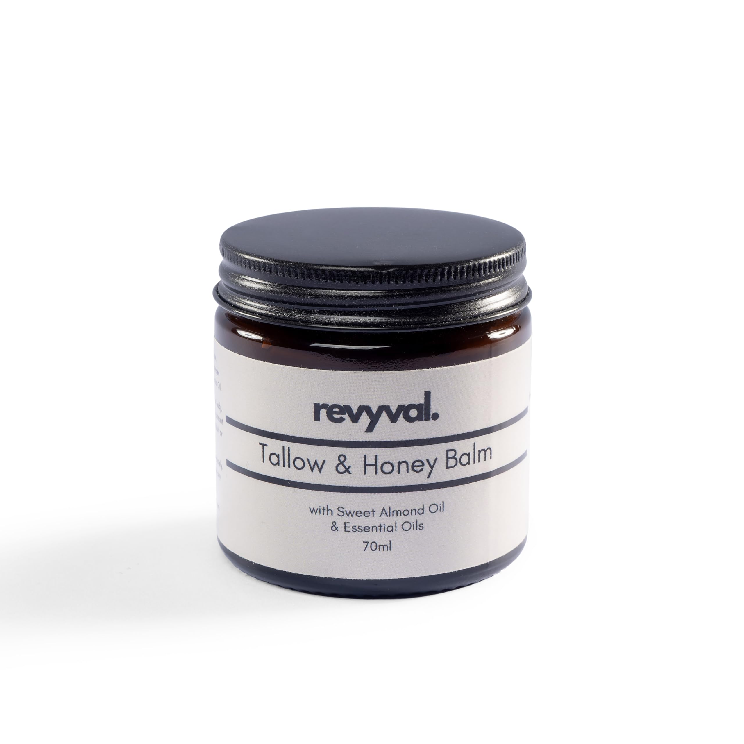 Tallow and Honey Balm - Halal - Nourishing Natural Grass-Fed Tallow Balm for Acne, Eczema, Psoriasis, Dry Skin. Beef Tallow Cream for Face & Body Skin Care 100% Pure & Non-Toxic Moisturiser - 70ml