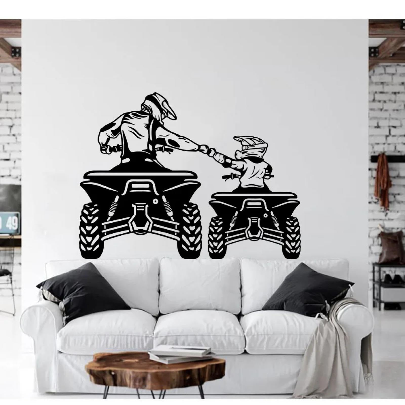 YOUOUSI Father and Son Friendship wall Decal, Vinyl Home Decor, Race car Driver, Motorcycle Off-Road, Family Love wall Decal.