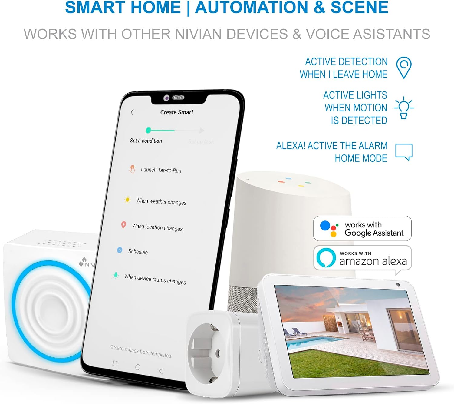 Nivian-Sistema de Alarma para Casa y Negocios Sin Cuotas Mensuales | Kit de Alarma WiFi con Control Remoto a través de App Tuya | Función SOS | Fácil Instalación Sin Cables 7 715gQm3NcUL. AC SL1500