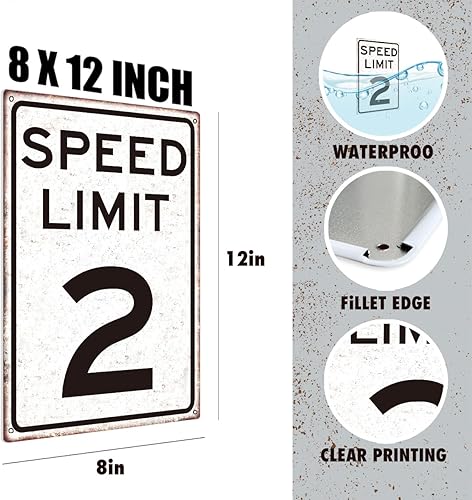 Miniatura 3 de Letrero de cumpleaños de coche de carreras, regalos para niños, retro, límite de velocidad 2, letrero para habitación de niños, cueva de hombre,