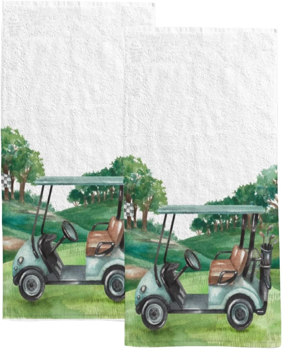 Hand Bath Towels for Bathroom Set of 2 Golf Sports Trees Fingertip Towel Water Absorbent Soft Polyester for Kitchen Gym Spa Face Salon 30x15Inch