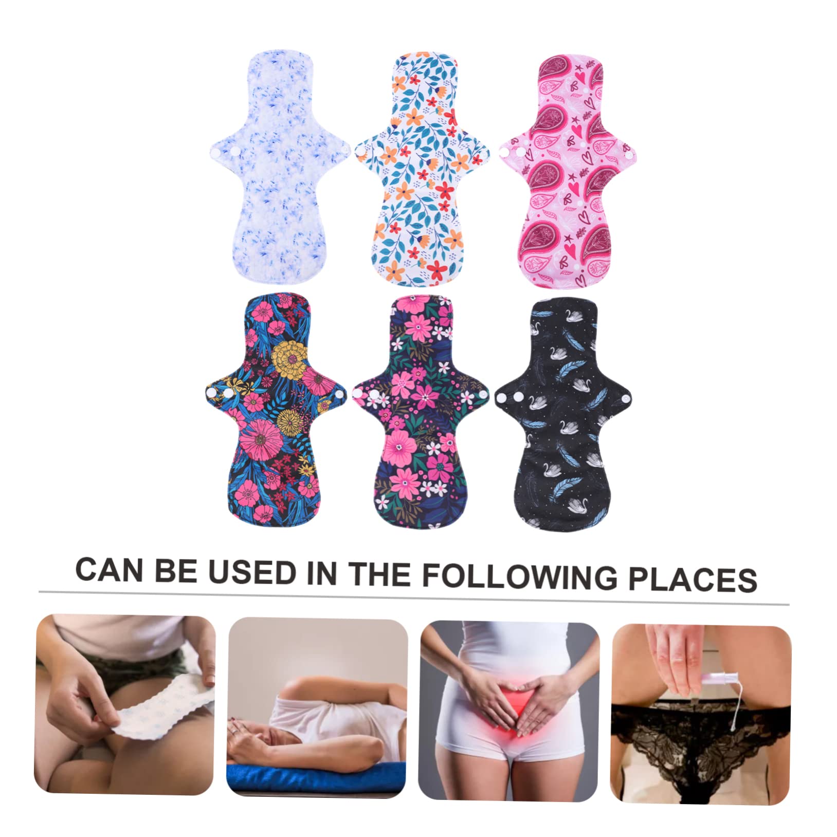 Anneome 6 Compresas Reutilizables para Mujeres Material Pul y Fibra, Buena Transpirabilidad, Tamaño Grande para Uso Diario y Postparto Color Aleatorio