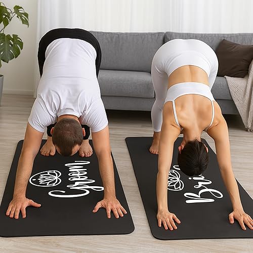 Miniatura 4 de Brosash Tapete de yoga para novia y novio, extra grueso y antideslizante, con correa de transporte para gimnasio en casa, estiramiento y