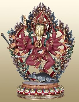 J92-600-0032 Ganesh Vakratunda, Vinayak, Lambodar, Ganpati, Gajanan Vintage Handmade/Handcrafted Religious Gift Solid Brass Statues / Sculptures of Hindu God Sri Ganesha Home Decor Antique Artifact
