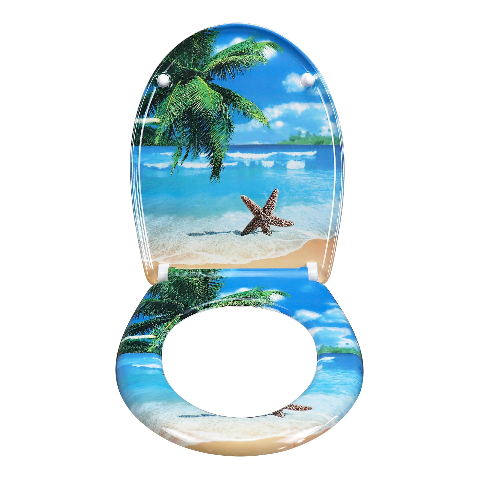Fanmitrk Duroplast Toilet Seat Soft Close,One Botton Quick Release,Toilet Lid with Top Fixing,Colourful Patterns (812-5) - Image 4