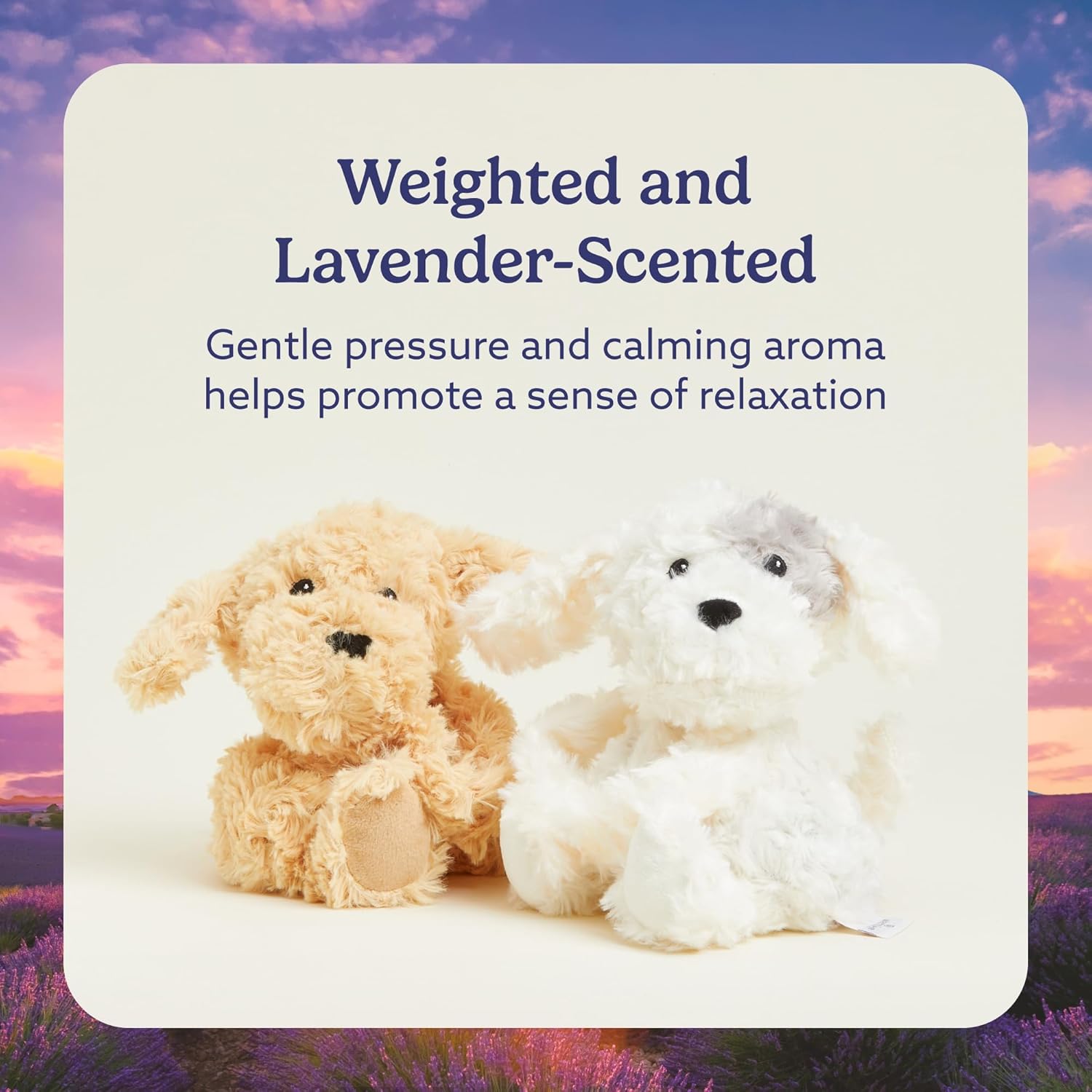 warmies Hugs Duo, Microwavable & Weighted Stuffed Animals, Puppy - Heated Stuffed Animal Plushie for Warmth & Comfort - Cute Soft Plush Toys for Adults & Children (Boys, Girls, Babies & Toddlers)