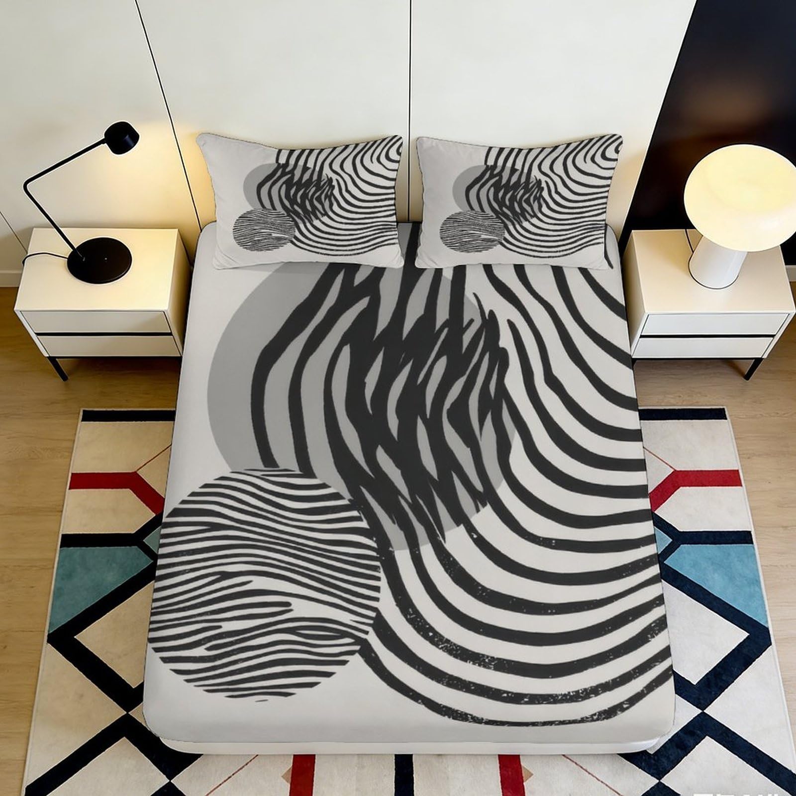 3D Printed Abstract Ripple Fitted Sheet Microfiber Deep Pocket Non-Slip Bedroom Decor Abstract Ripple Mattress Fitted Cover for Adults Teens 200x200x25cm 90x200x25cm