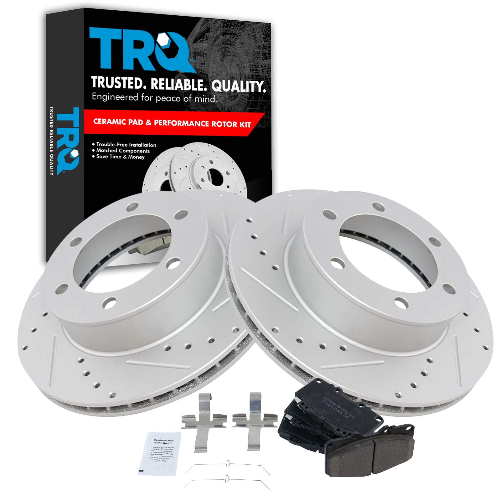 R1 Concepts Front Rear Brakes And Rotors Kit |Front Rear Brake Pads| Brake Rotors And Pads| Ceramic Brake Pads And Rotors |Hardware Kit WDWH2-72004 - View #2